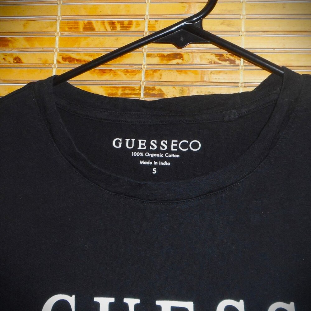 Guess Cuffed Short Sleeve Black 100% Organic Cotton T-Shirt *Tag Size: S - Picture 5 of 6